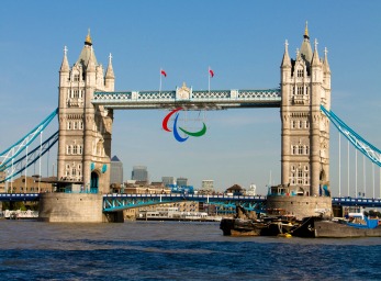 Tower bridge with Paralympic sign 2012